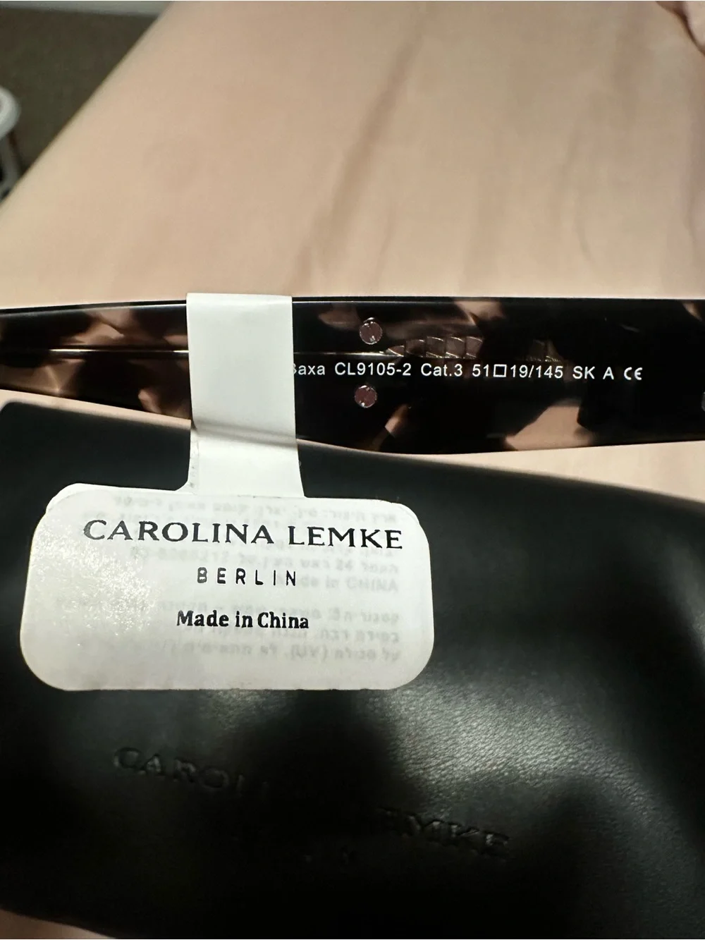 Carolina Lemke Baxa Black Marble Cat-Eye Women's Sunglasses